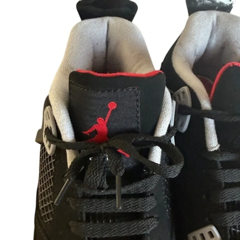 Air Jordan‎ 4 Retro Black Red White Mens Basketball Shoes Size 12